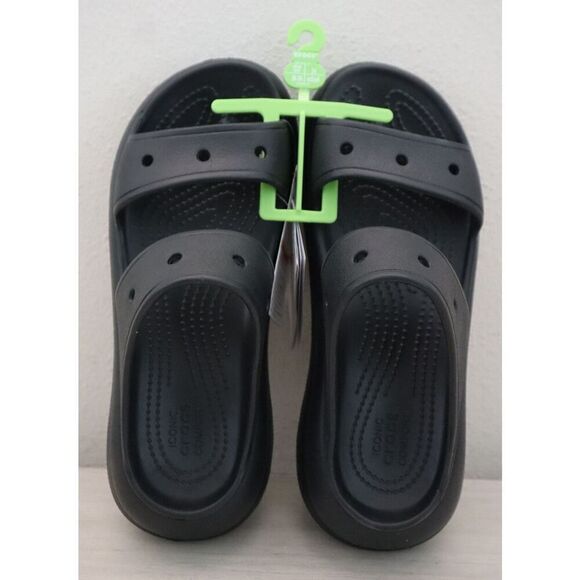 Crocs 207670-001 Unisex Men's Sz 6 Women's Sz 8 Black Classic Crush Sandals - Picture 9 of 10